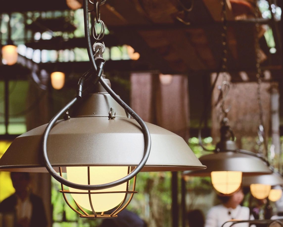 Vintage pendant light fixture with warm glow